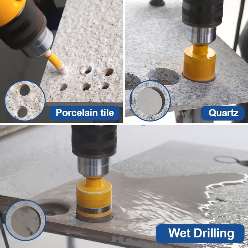 HIGHDRIL 11Pcs Diamond Hole Saw Kit - 1/4", 5/16", 3/8", 4/5", 1", 1-1/8", 1-1/4", 1-3/8", 1-3/4", 2", 2-1/2" Drill Bits for Tile Porcelain Ceramic Granite Marble - Image 5